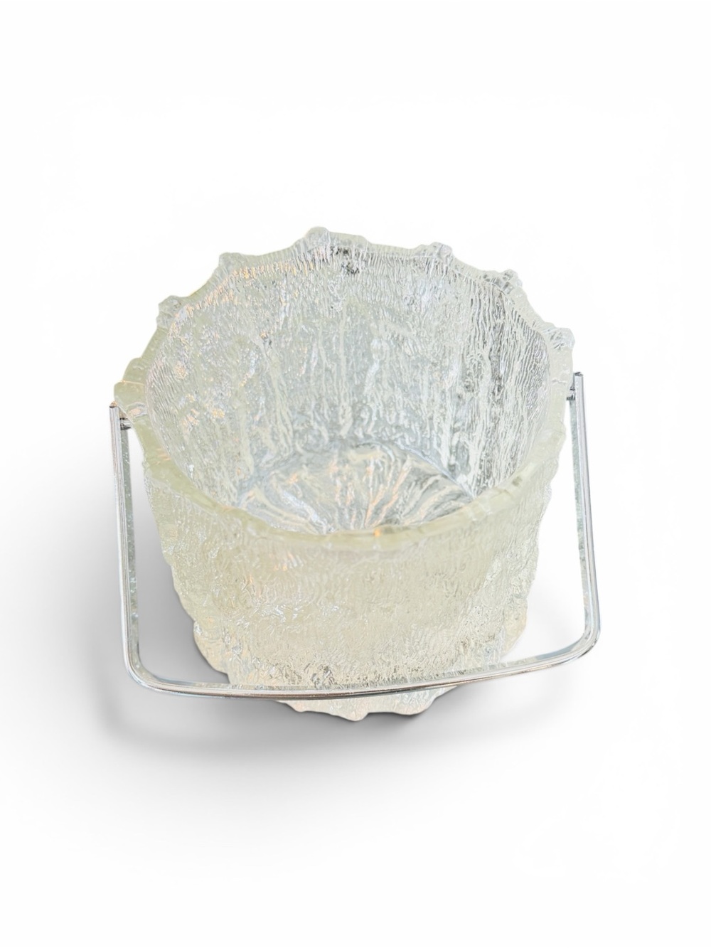 MCM Littala “Seita” Icicle Glass Ice Bucket by Tapio Wirkkala Chrome Handle - Picture 5 of 17